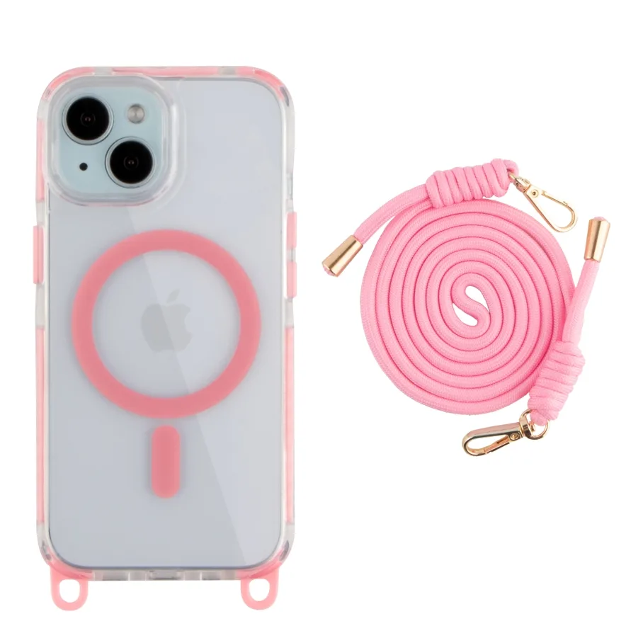 Чохол TPU+PC LanyardCase with MagSafe для iPhone 15 Pink