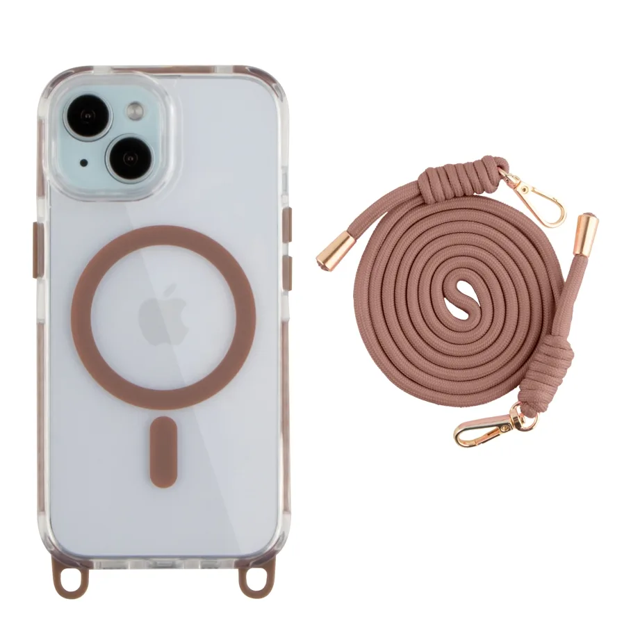 Чохол TPU+PC LanyardCase with MagSafe для iPhone 15 Desert Gold