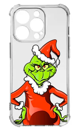 Прозорий протиударний Чохол BLEX з кутиками для iPhone 15 Pro Принт: Новорічний Грінч