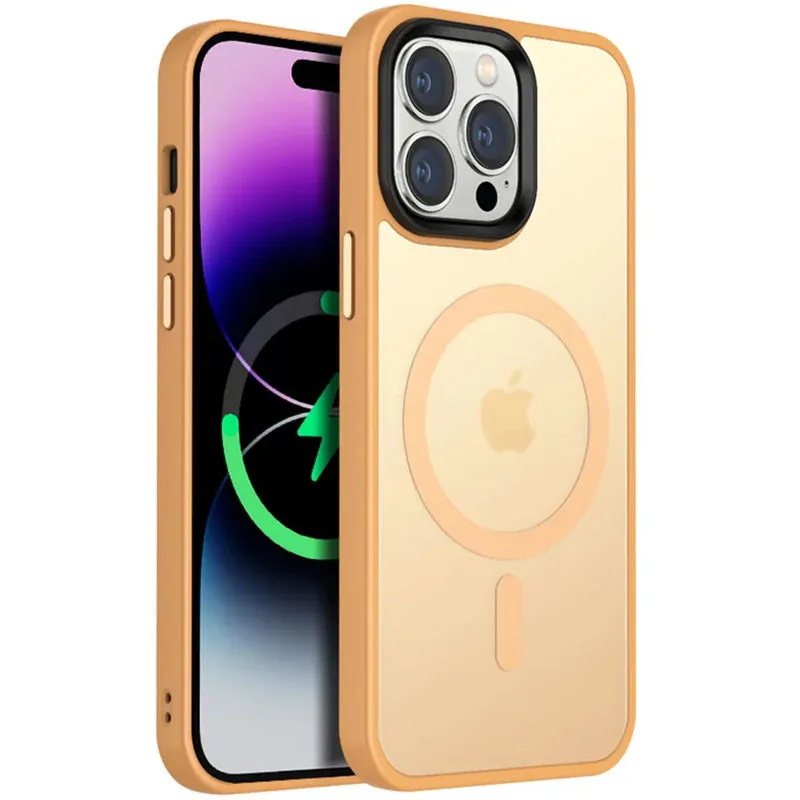 TPU+PC чохол Metal Buttons with MagSafe Colorful для iPhone 14 Pro Max (6.7