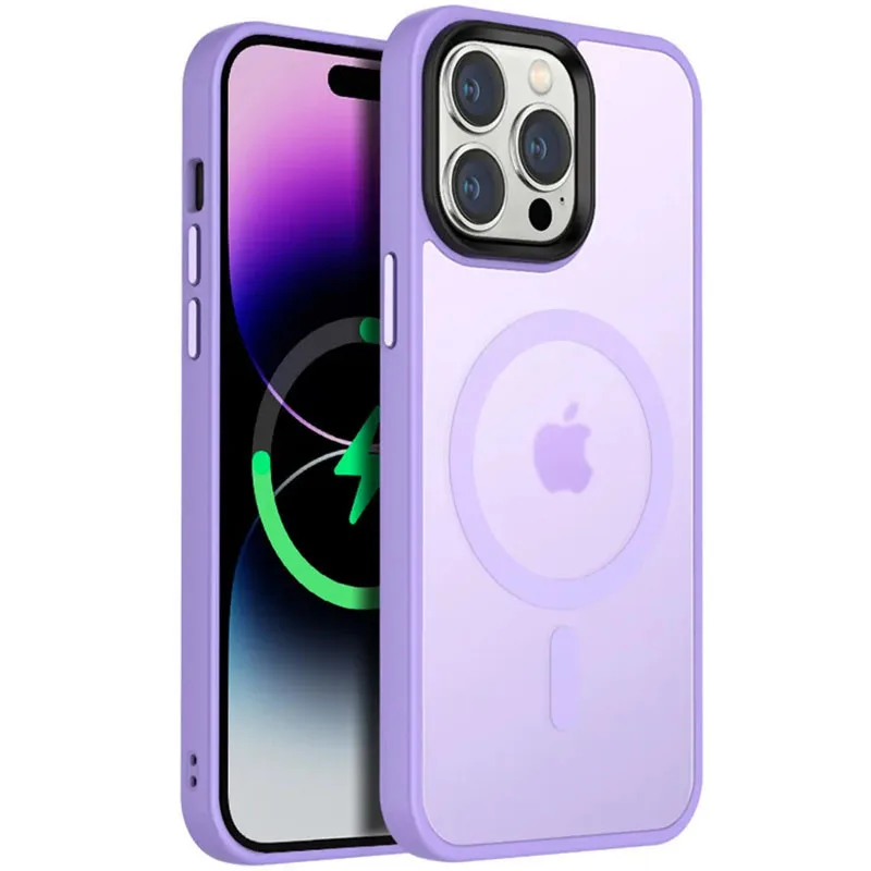TPU+PC чохол Metal Buttons with MagSafe Colorful для iPhone 14 Pro (6.1