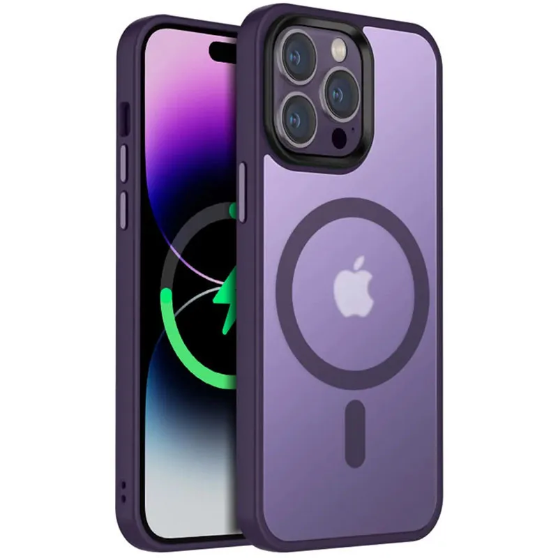 TPU+PC чохол Metal Buttons with MagSafe Colorful для iPhone 14 Pro (6.1