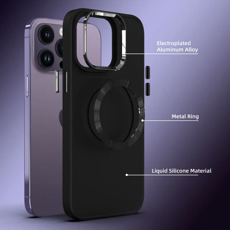 TPU чохол Bonbon Metal Style with MagSafe для iPhone IPHONE 12 Pro Max (Чорний / Black)
