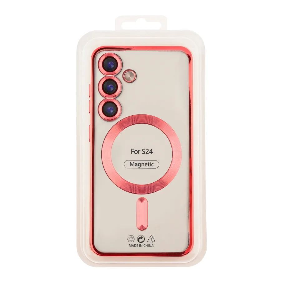 Чехол TPU Metallic Full Camera with Magsafe для Samsung Galaxy S24 5G (S921) Red