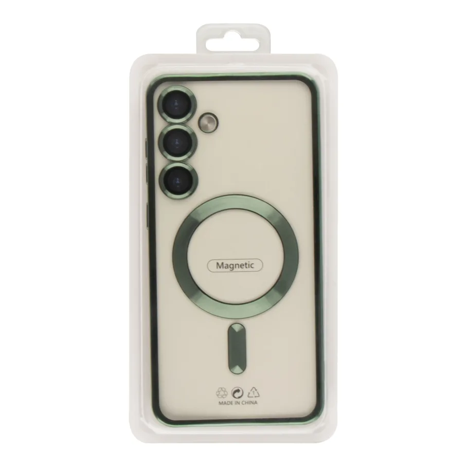 Чехол TPU Metallic Full Camera with Magsafe для Samsung Galaxy S24 5G (S921) Green