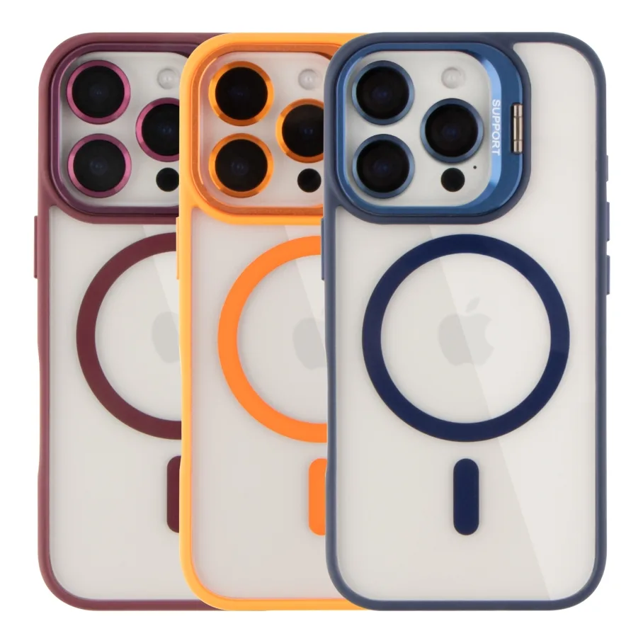 Чохол TPU+PC+Metal Stand Case with MagSafe and Camera Lenses для iPhone 16 Pro Green