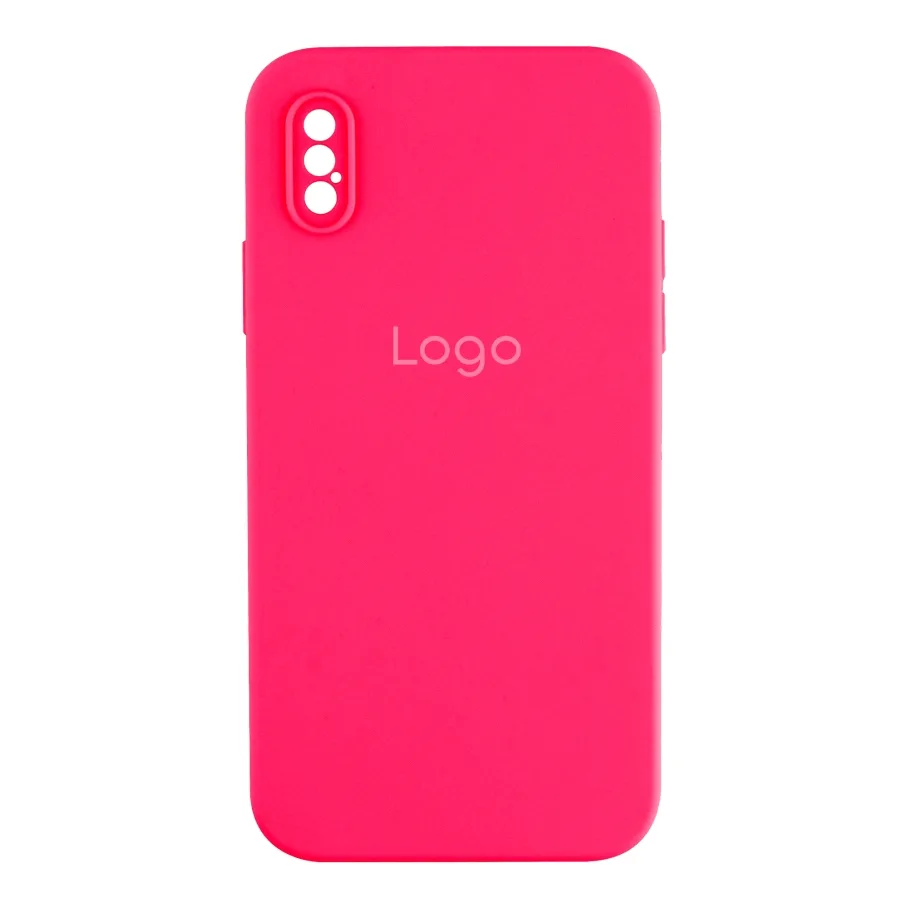 Чохол Silicone Case Full Size with Frame для iPhone X/Xs 38.Shiny Pink