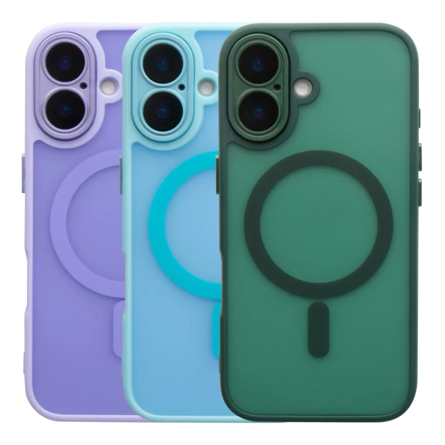 Чохол TPU+PC Magnetic Matte Camera Lens with Magsafe для iPhone 16 Dark Purple