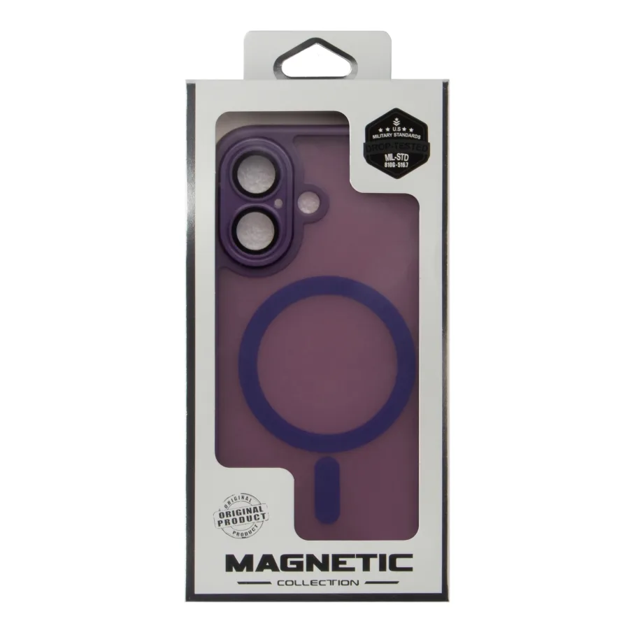 Чохол TPU+PC Magnetic Matte Camera Lens with Magsafe для iPhone 16 Dark Purple