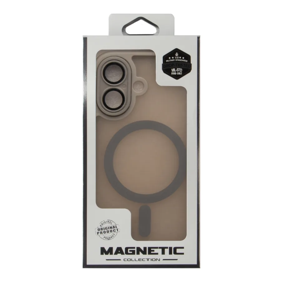 Чохол TPU+PC Magnetic Matte Camera Lens with Magsafe для iPhone 16 Grey