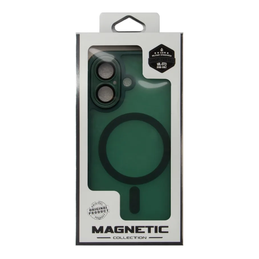 Чохол TPU+PC Magnetic Matte Camera Lens with Magsafe для iPhone 16 Dark Green