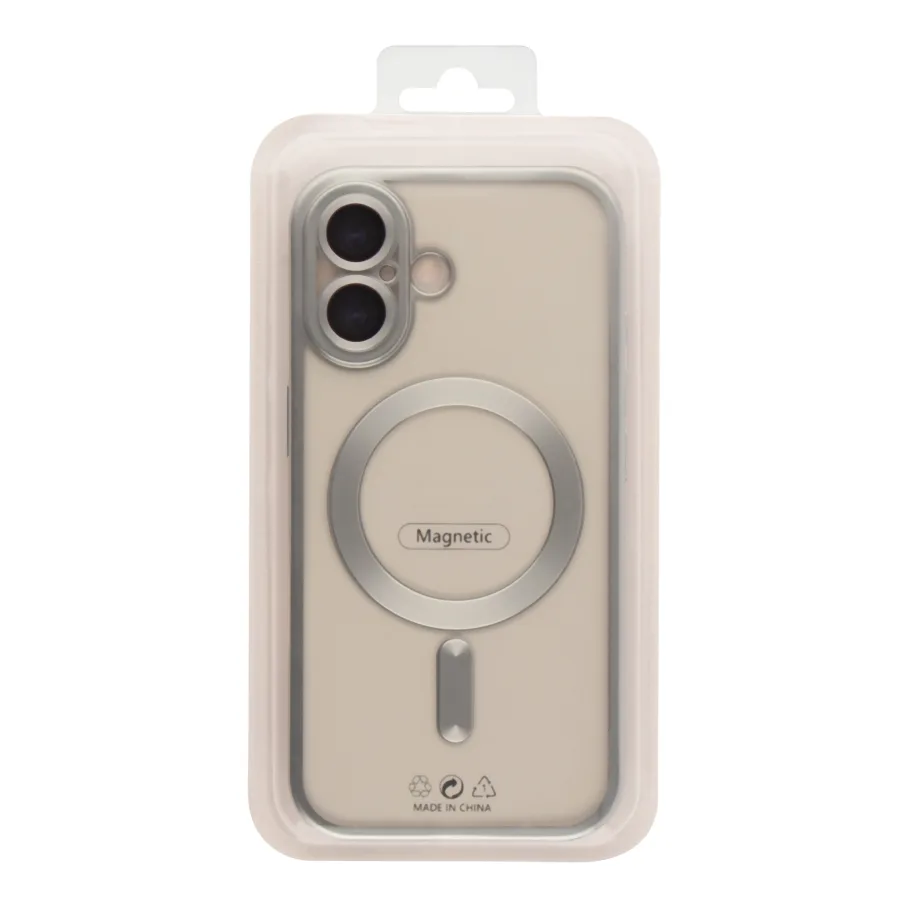 Чохол TPU Metallic Chrome Full Camera with Magsafe для iPhone 16 Chrome Silver