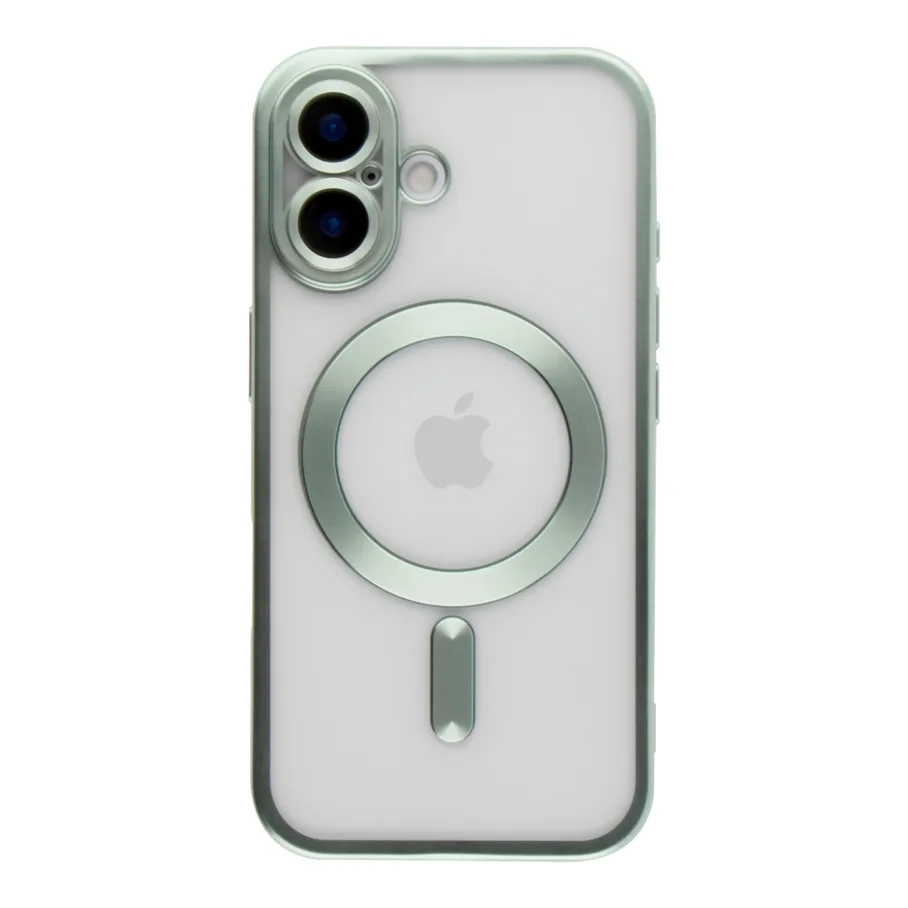 Чохол TPU Metallic Chrome Full Camera with Magsafe для iPhone 16 Chrome Green