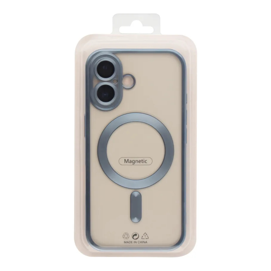Чохол TPU Metallic Chrome Full Camera with Magsafe для iPhone 16 Chrome Blue
