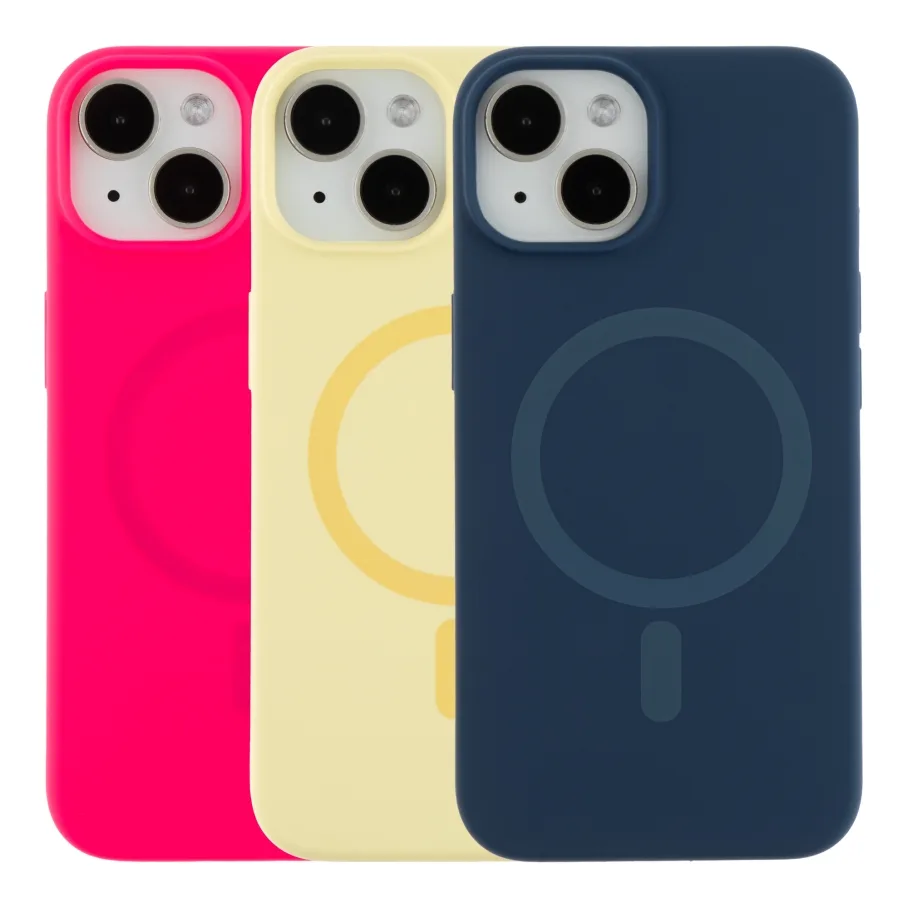 Чохол Glow Silicone Case with Magsafe для iPhone 14 Hot pink