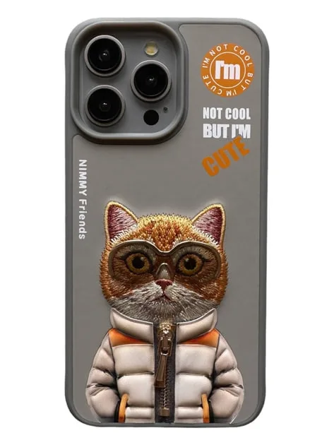 Чохол TPU+PC Nimmy 3D with Metal Buttons для iPhone 15 Cat Grey
