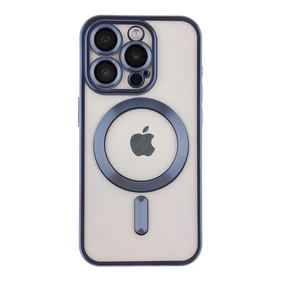 Чохол TPU Metallic Chrome Full Camera with Magsafe для iPhone 14 Pro Max Chrome Dark Blue