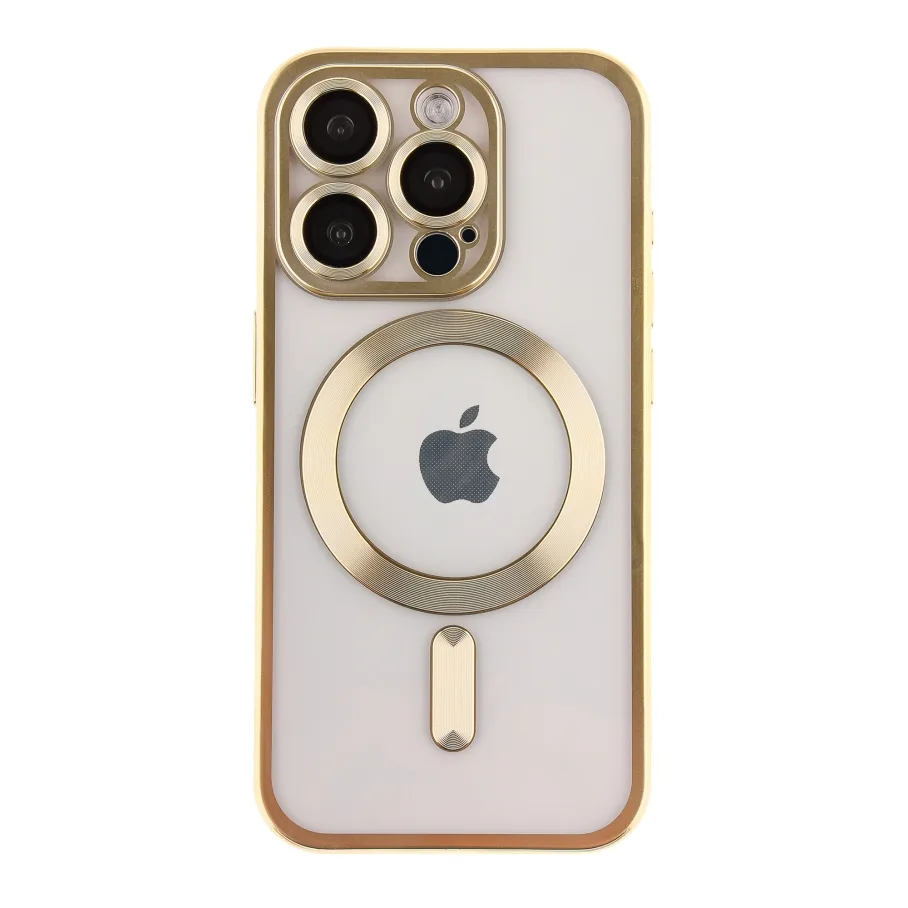Чохол TPU Metallic Chrome Full Camera with Magsafe для iPhone 14 Pro Max Chrome Gold
