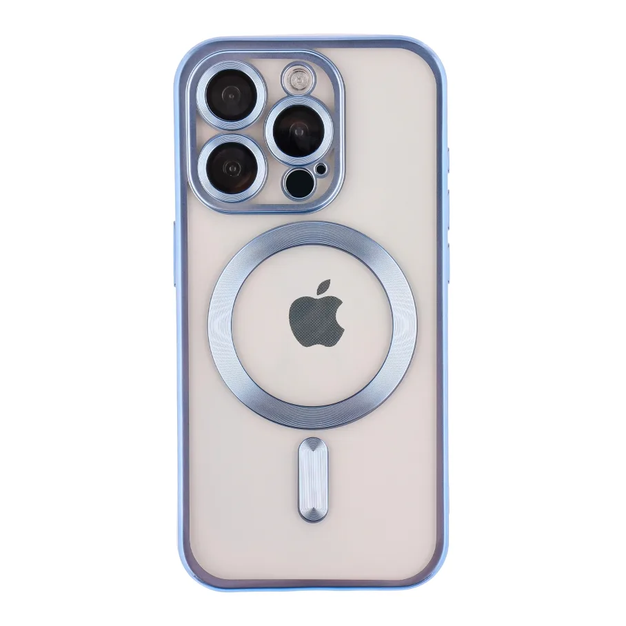 Чохол TPU Metallic Chrome Full Camera with Magsafe для iPhone 14 Pro Max Chrome Blue