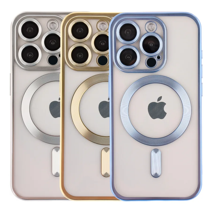 Чохол TPU Metallic Chrome Full Camera with Magsafe для iPhone 14 Pro Max Chrome Blue