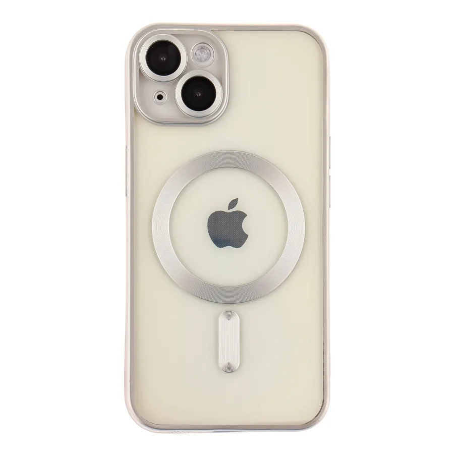 Чохол TPU Metallic Chrome Full Camera with Magsafe для iPhone 15 Chrome Silver