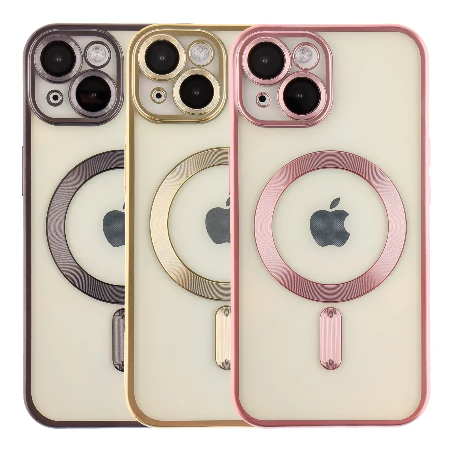 Чохол TPU Metallic Chrome Full Camera with Magsafe для iPhone 15 Chrome Black