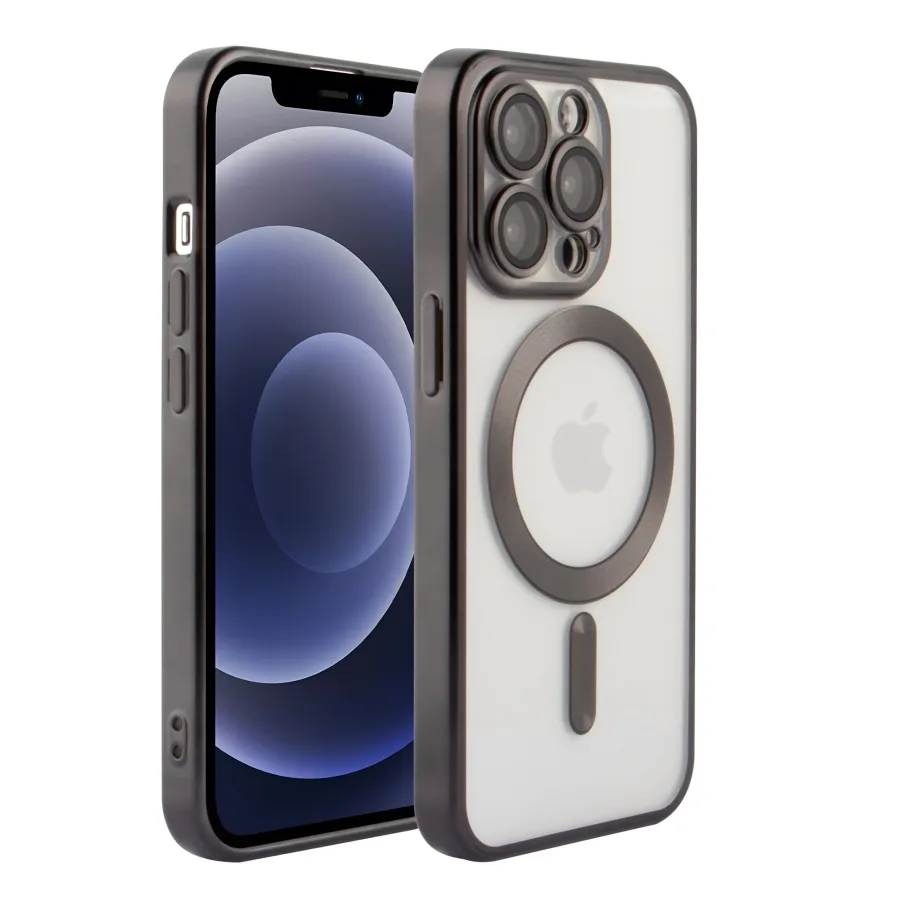 Чохол TPU Metallic Chrome Full Camera with Magsafe для iPhone 12 Pro Chrome Dark Blue