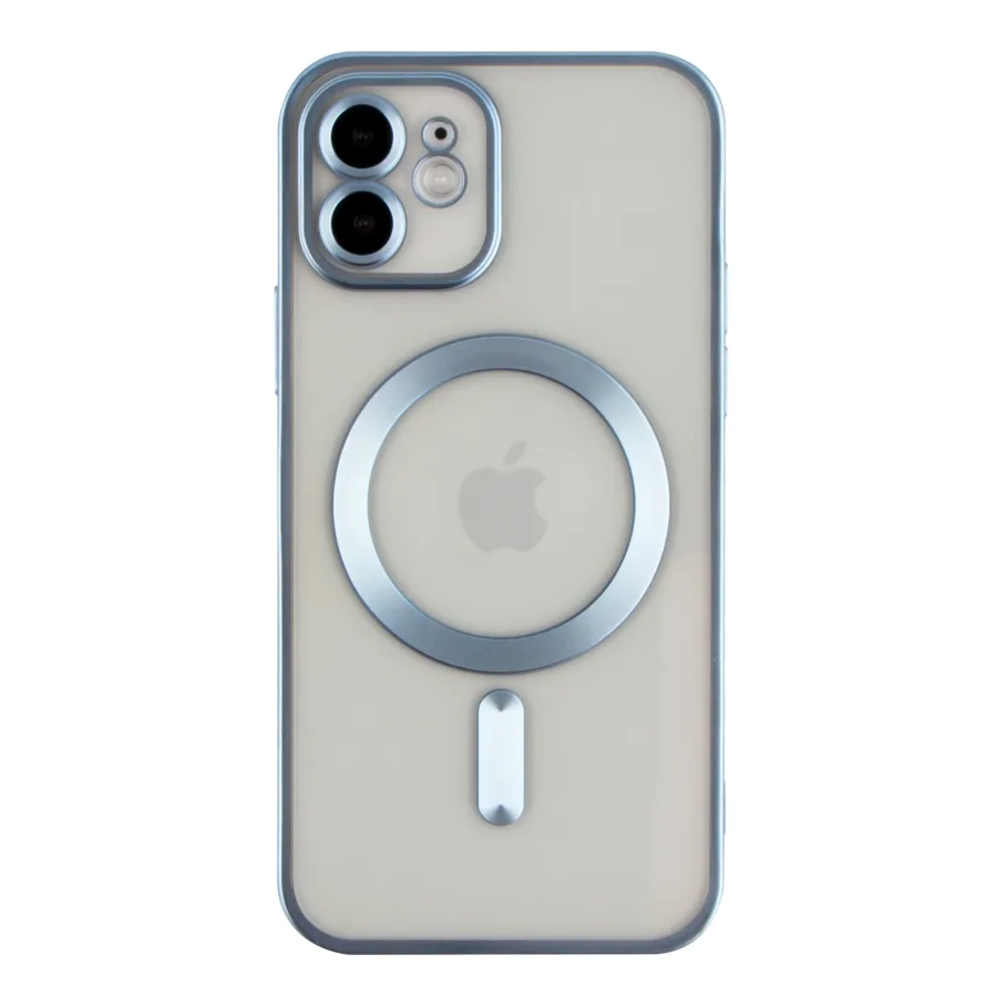 Чохол TPU Metallic Chrome Full Camera with Magsafe для iPhone 11 Chrome Blue
