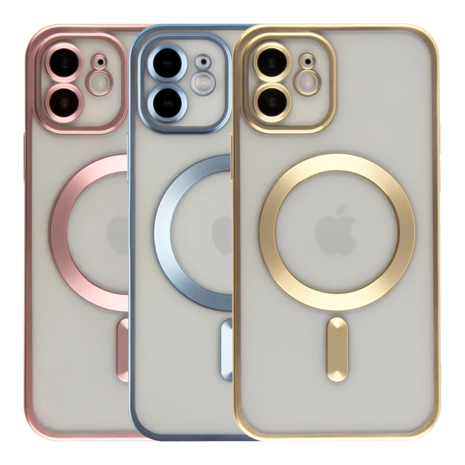 Чохол TPU Metallic Chrome Full Camera with Magsafe для iPhone 11 Chrome Black
