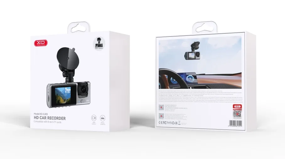 Відеореєстратор XO XJ03 2-inch 1080P+Камера Заднего Вида Сталевий