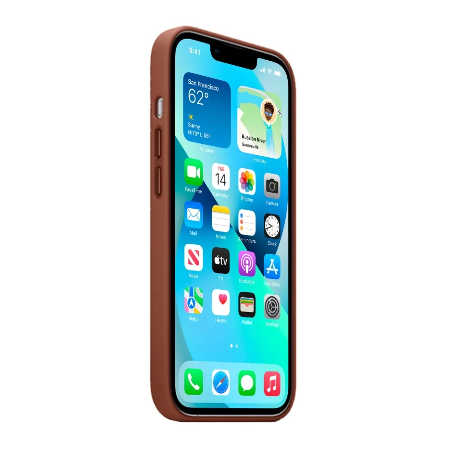 Чохол Leather Case with MagSafe для iPhone 14 Crimson