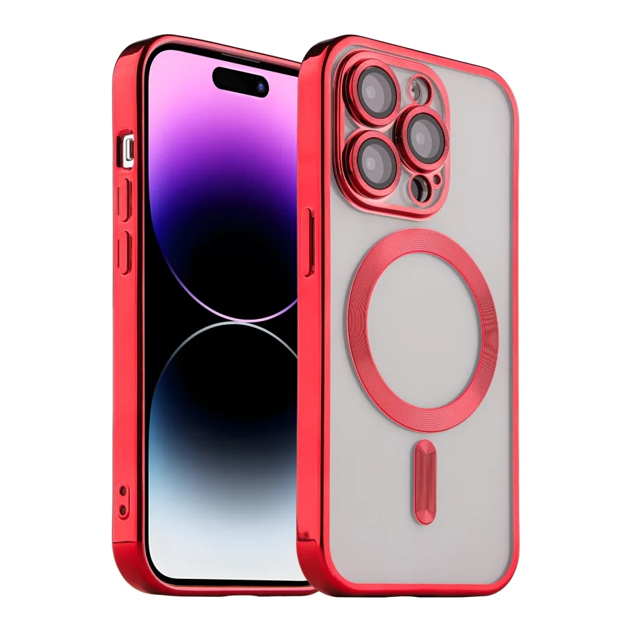 Чохол TPU Metallic Full Camera with Magsafe для iPhone 13 Pro Red