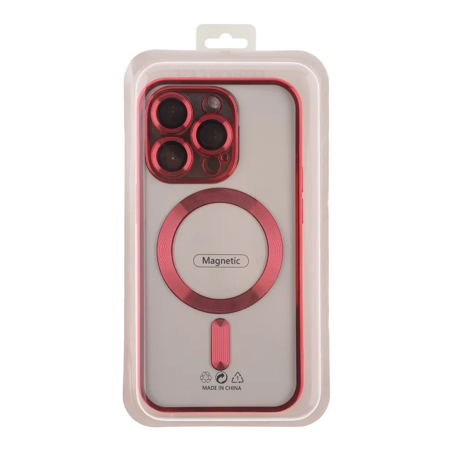 Чохол TPU Metallic Full Camera with Magsafe для iPhone 14 Pro Red