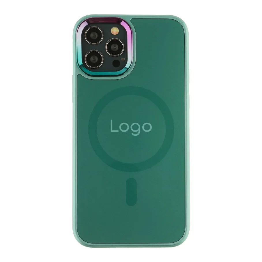 Чохол AG-Glass Chrome Camera with Magsafe для iPhone 12/12 Pro Green