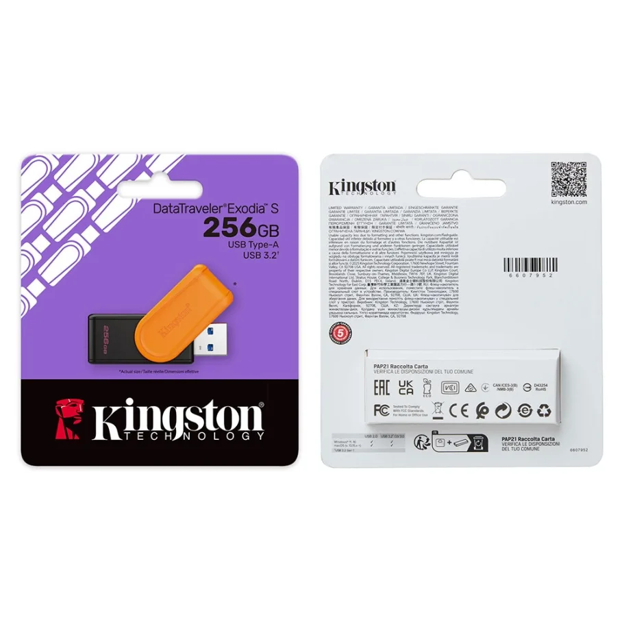USB флеш-накопичувач 3.2 Kingston DT Exodia S 256GB Чорний/помаранчевий