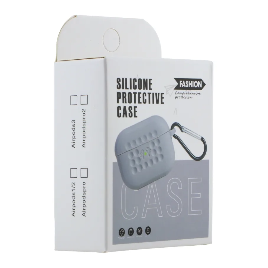 Футляр Silicone Fashion Case with Hook для Airpods 1/2 Grey