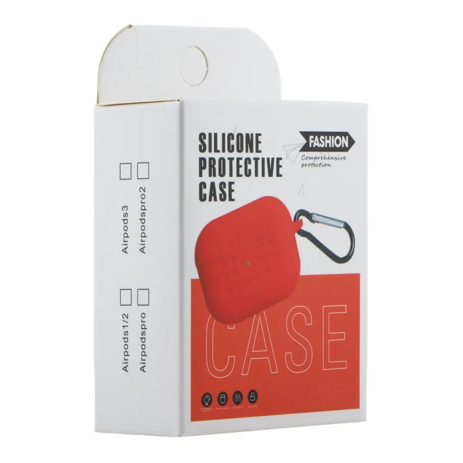 Футляр Silicone Fashion Case with Hook для Airpods 1/2 Red