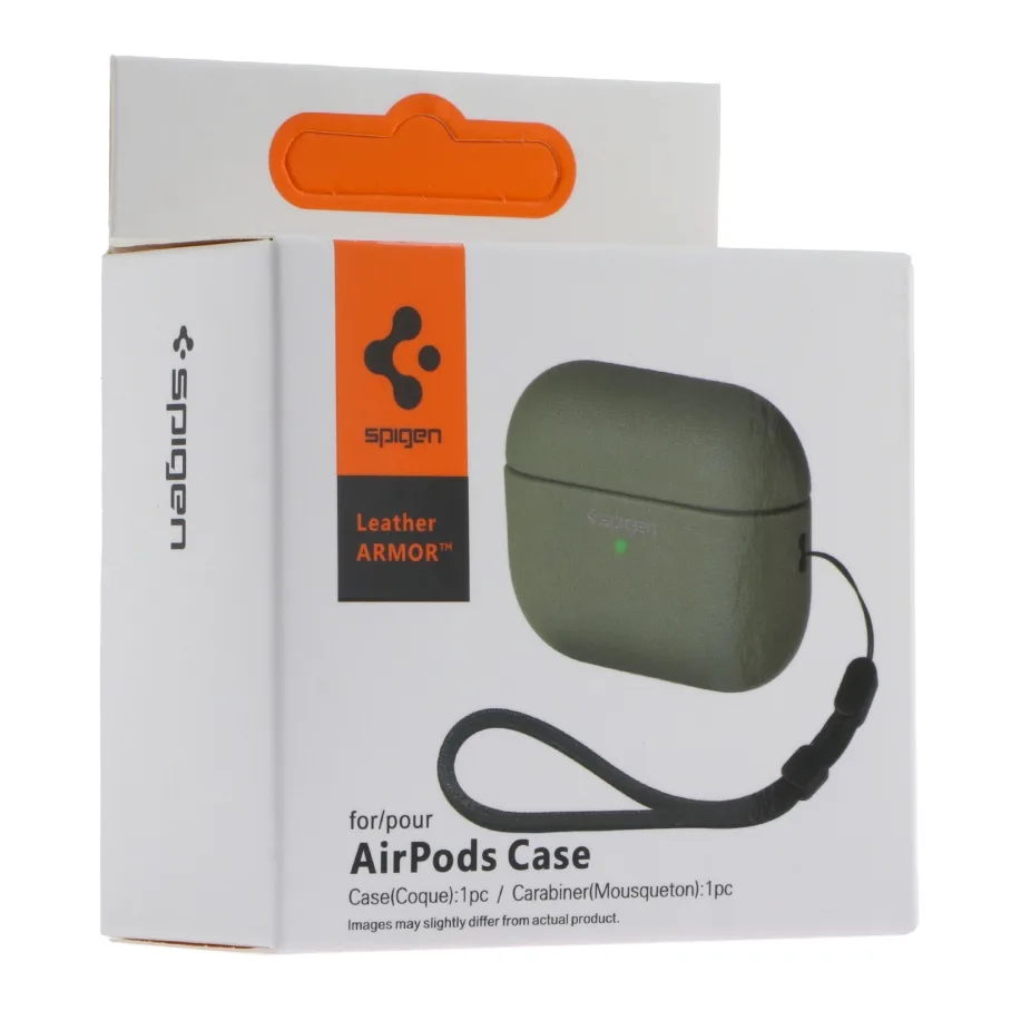 Футляр TPU Spigen Leather Armor для Airpods 1/2 Pitch Green