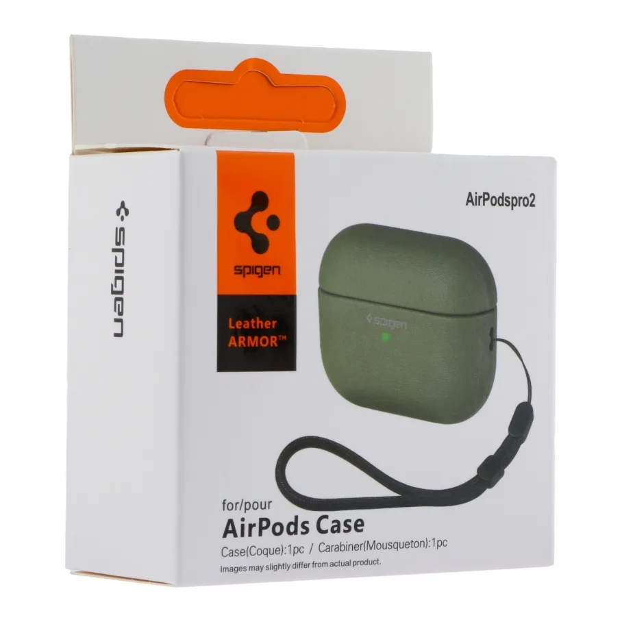 Футляр TPU Spigen Leather Armor для Airpods Pro Pitch Green