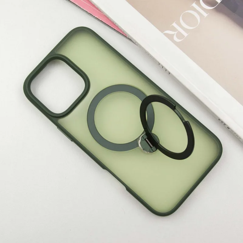 TPU+PC чохол Metal Buttons with MagSafe Colorful HQ Ring для Apple iPhone 16 Pro Max (6.9