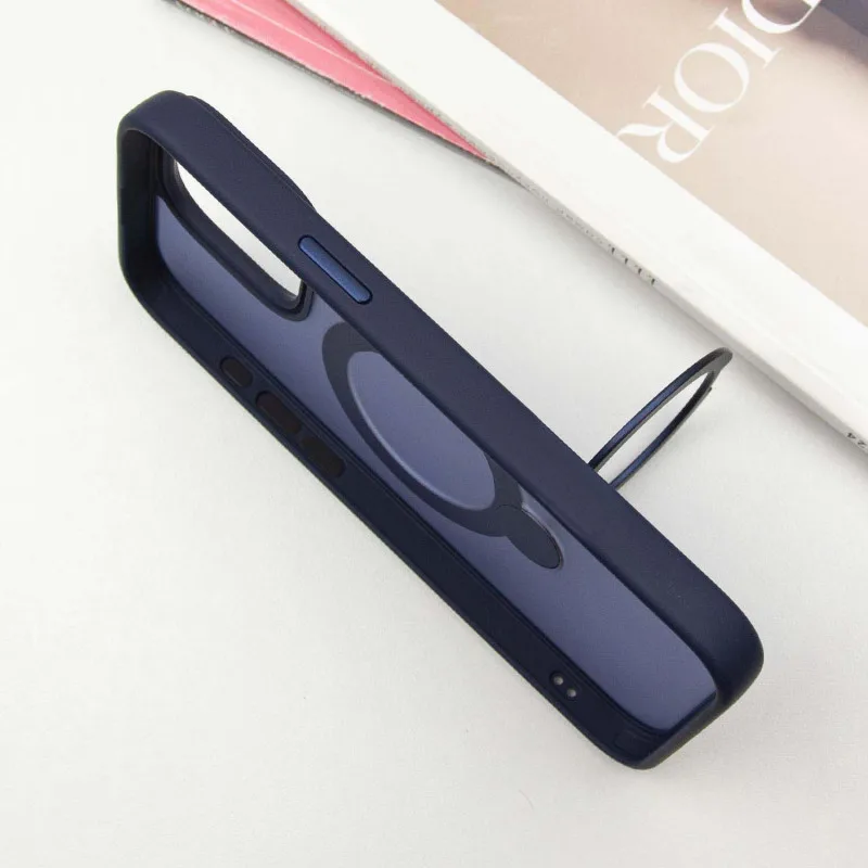TPU+PC чохол Metal Buttons with MagSafe Colorful HQ Ring для Apple iPhone 14 / 13 (6.1