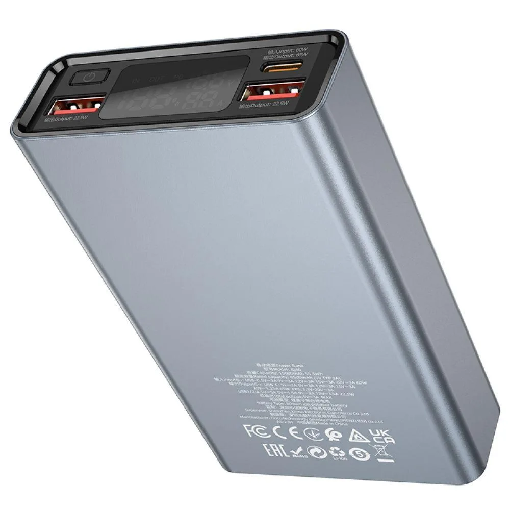 Power Bank Borofone BJ40 Happy way 65 W 15000 mAh Колір Сірий