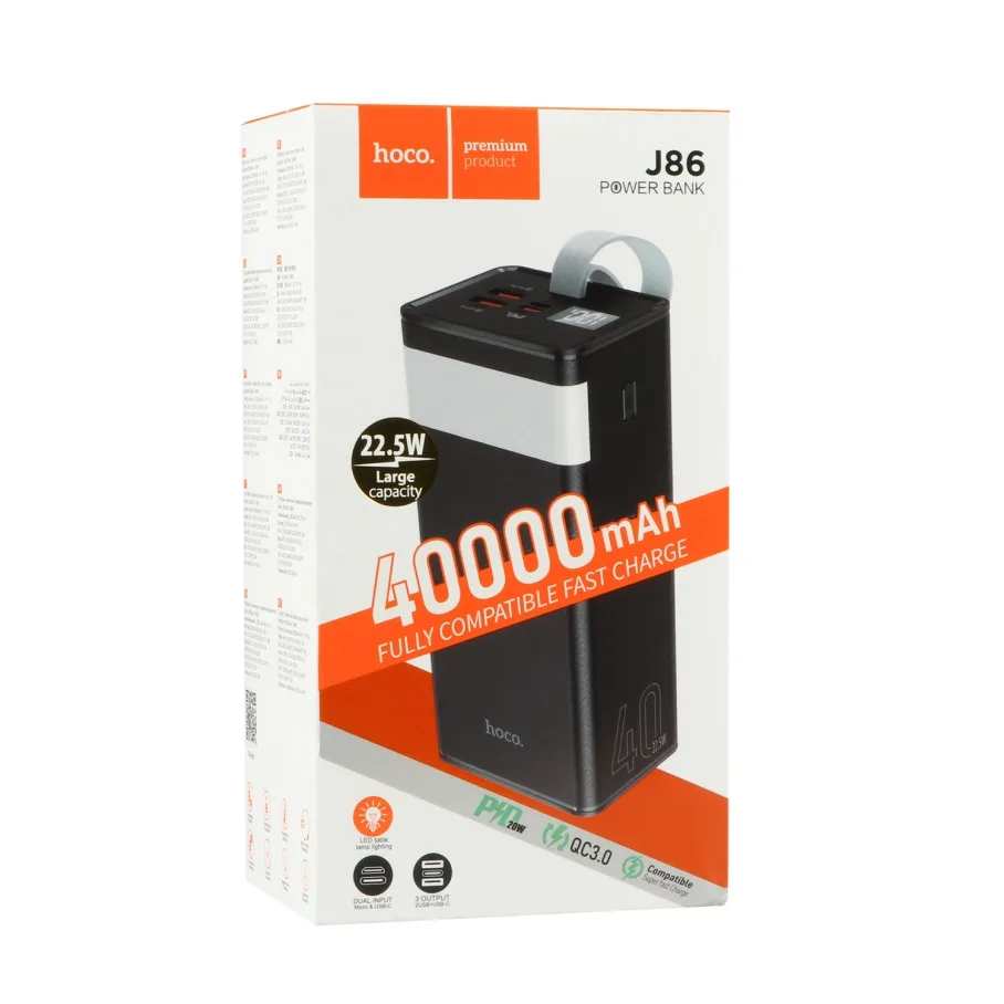 Універсальна Мобільна Батарея Power Bank Hoco J86 Powermaster 22.5W fully compatible 40000 mAh Чорний