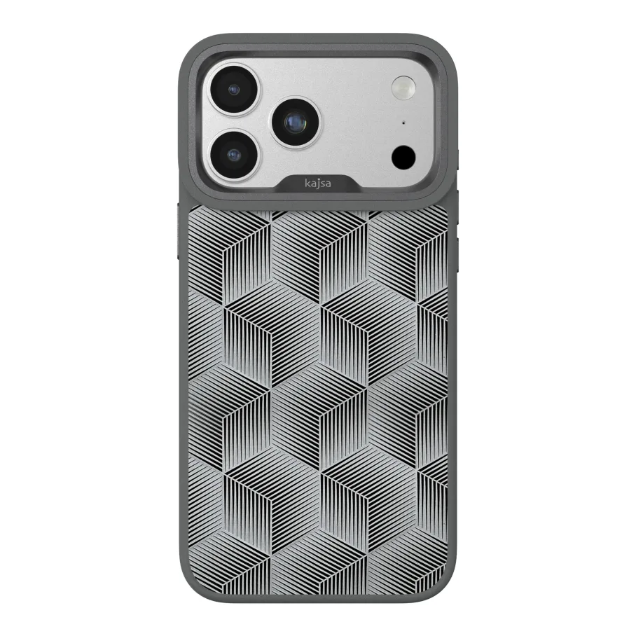 Чохол Kajsa Splendid Collection 3D Cube Pattern with MagSafe для iPhone 17 Pro Max Grey O-Ring