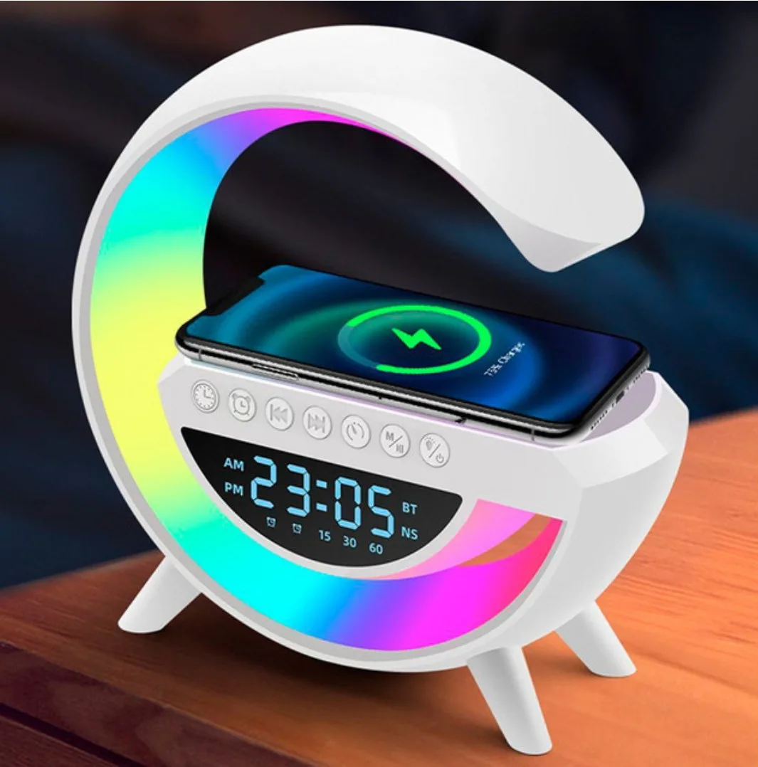 Нічник з Bluetooth колонкою бездротовою зарядкою і будильником Smart Light Sound Machine RGB KR-3401