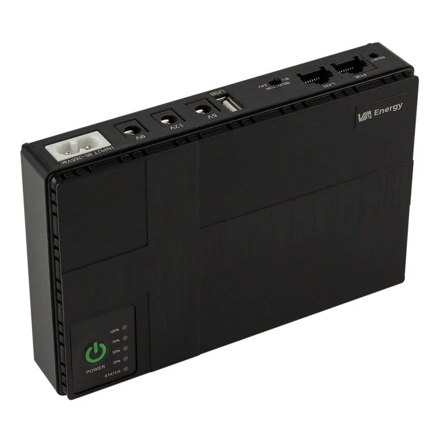 Джерело Бесперебійного Живлення Mini UPS VIA Energy 3.0 USB, DC, 5V+9V+12V,POE 12V+24V (12000mAh) Чорний