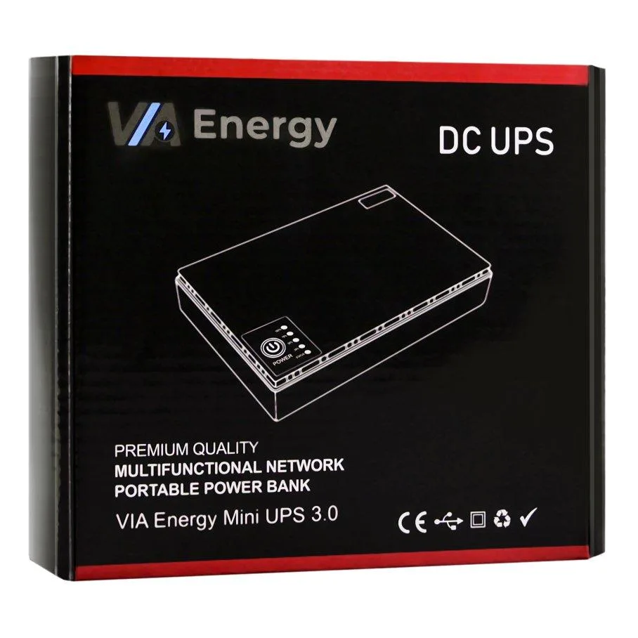 Джерело Бесперебійного Живлення Mini UPS VIA Energy 3.0 USB, DC, 5V+9V+12V,POE 12V+24V (12000mAh) Чорний