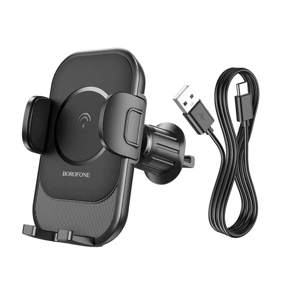 Тримач для телефона в автомобіль Borofone BH204 Blue Charm Wireless 15W Колір Чорний