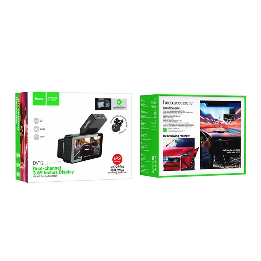 Відеореєстратор Hoco DV12 2K IPS Display WI-FI+GPS+Камера Сiрий