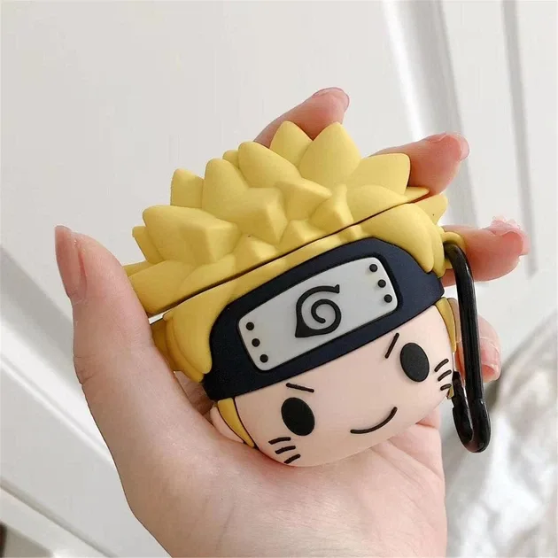 Силіконовий 3D-чохол AIR Naruto для Apple AirPods 1/2, жовтий, з карабіном